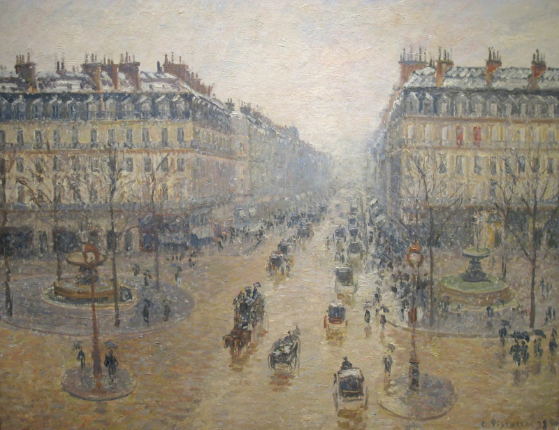 Oopperakatu, lumiefekti, aamulla - Camille Pissarro