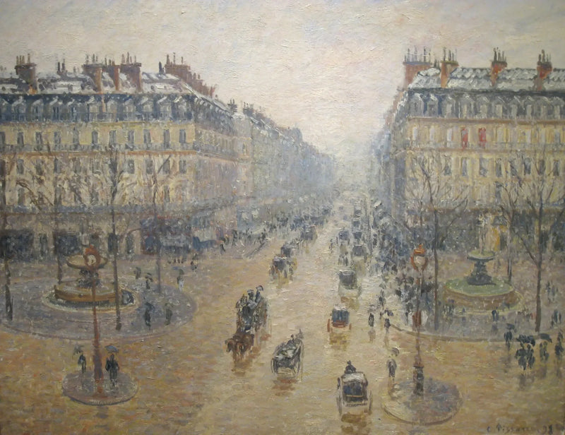 Oopperakatu, lumiefekti, aamulla - Camille Pissarro