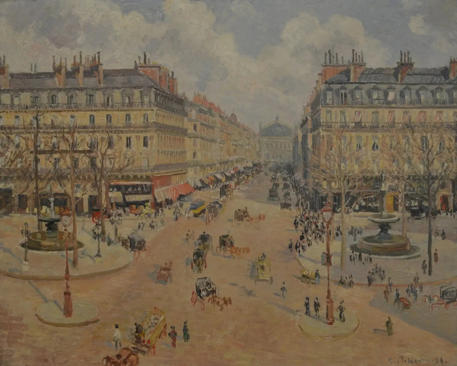 Oopperakatu, aamun aurinko - Camille Pissarro