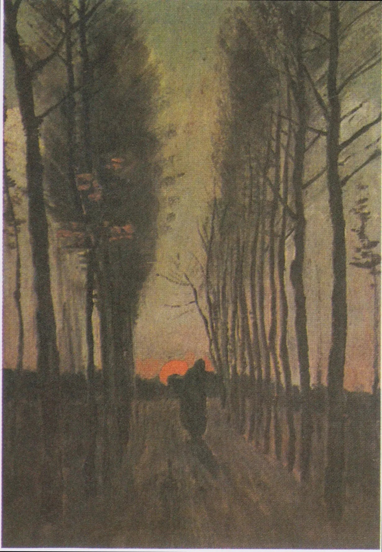 Reproduction du tableau « Avenue des peupliers au coucher du soleil - Vincent van Gogh » par Alpha Reproduction en peinture à l’huile