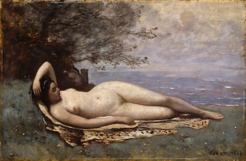 Bacchante meren rannalla - Jean-Baptiste Camille Corot