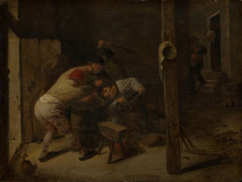 Bagarre entre paysans - Adriaen Brouwer image 1 reproduction artisanale de tableau
