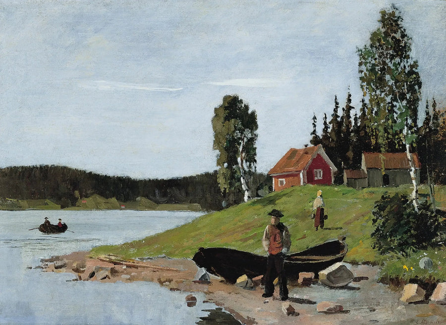 Lahti laivan ja talon kanssa - Edvard Munch