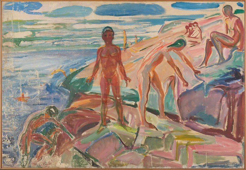 Kivillä olevat uimarit - Edvard Munch