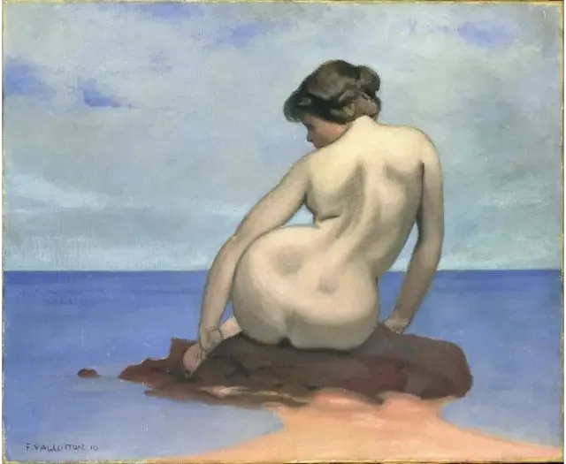 Istuva kylpijä kalliolla - Félix Vallotton