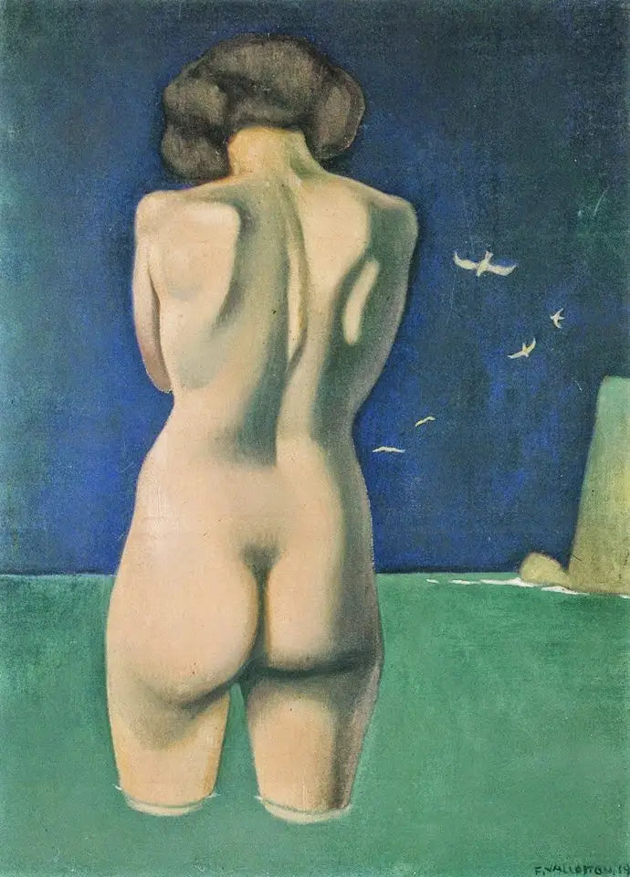 Uimapuku nainen ja linnut - Félix Vallotton