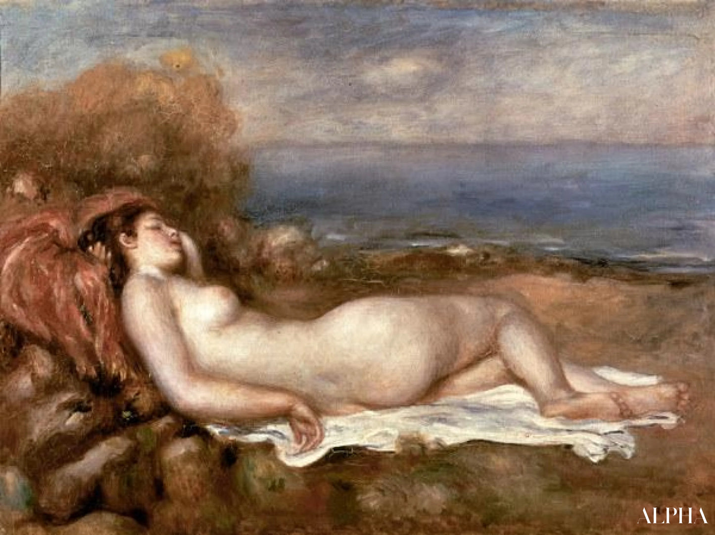 "Makava uimari rannalla - Pierre-Auguste Renoir - Korkealaatuiset taulujen ja maalauksien reproduktiot"
