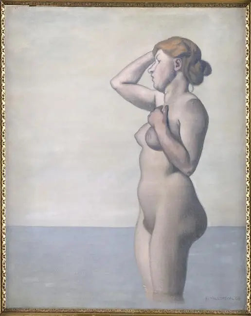 Profiilissa kylpijä, harmaa taivas - Félix Vallotton