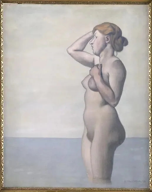 Profiilissa kylpijä, harmaa taivas - Félix Vallotton
