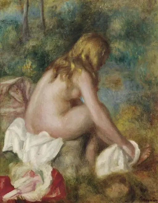 Uimari, alaston istuva - Pierre-Auguste Renoir