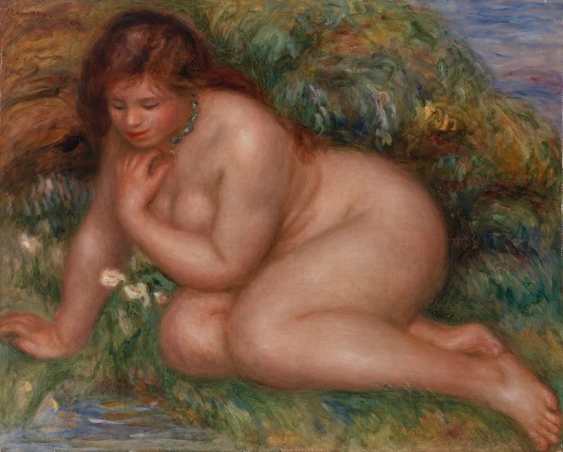 Veden äärellä itsensä ihaileva uimari - Pierre-Auguste Renoir