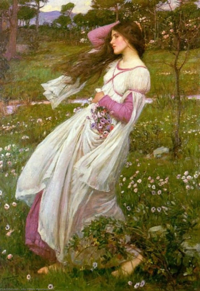 Reproduction du tableau « Balayé par le vent - John William Waterhouse » par Alpha Reproduction en peinture à l’huile