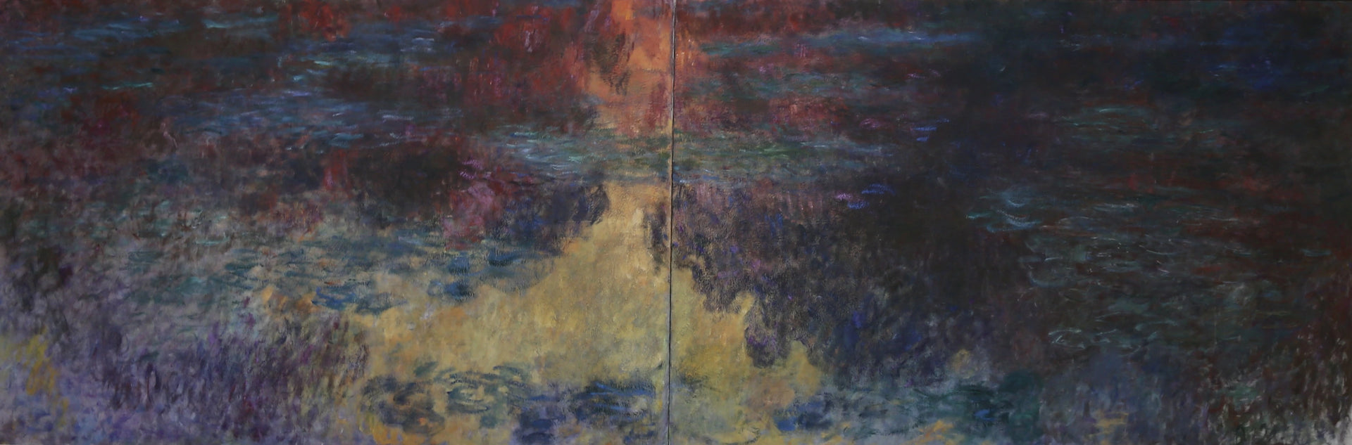 Le Bassin aux nymphéas, le soir photographié au Kunsthaus Zürich – vue frontale du panneau monumental