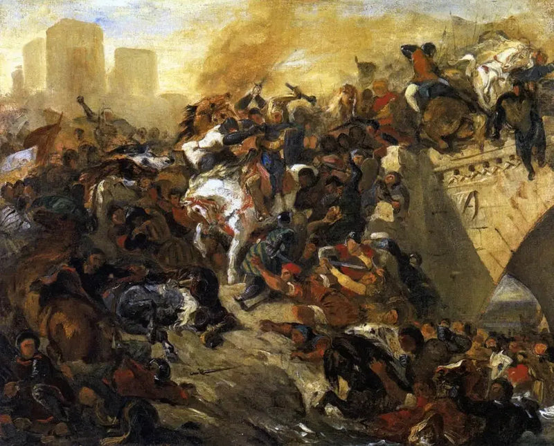 Taillebourgin taistelu, jonka voitti pyhä Louis - Eugène Delacroix