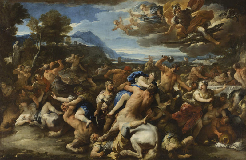 Taistelu Lapithien ja Centaureiden välillä - Luca Giordano
