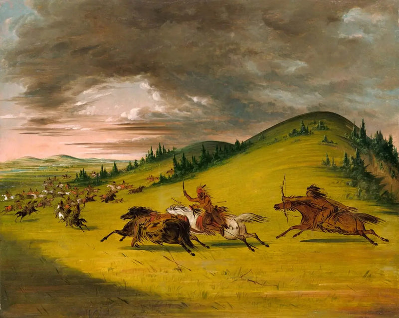 Taistelu Siouxien ja Sac ja Foxien välillä - George Catlin