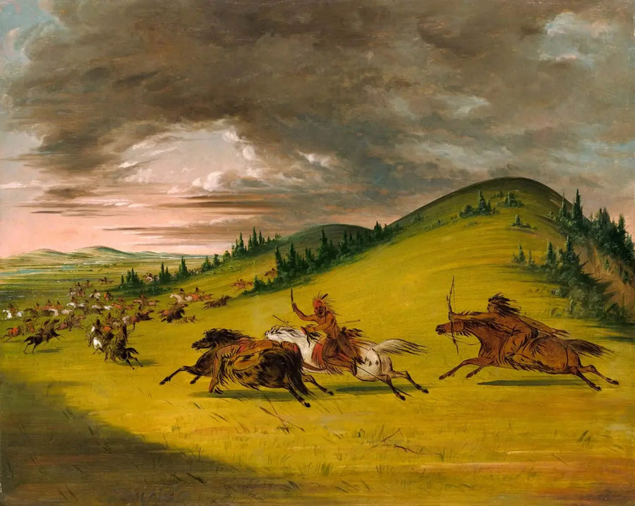 Taistelu Siouxien ja Sac ja Foxien välillä - George Catlin