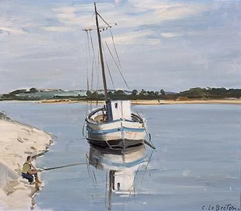 Valkoinen vene Loire-joella - Jules Breton