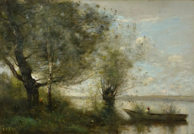 Vene lähellä jokea - Jean-Baptiste Camille Corot