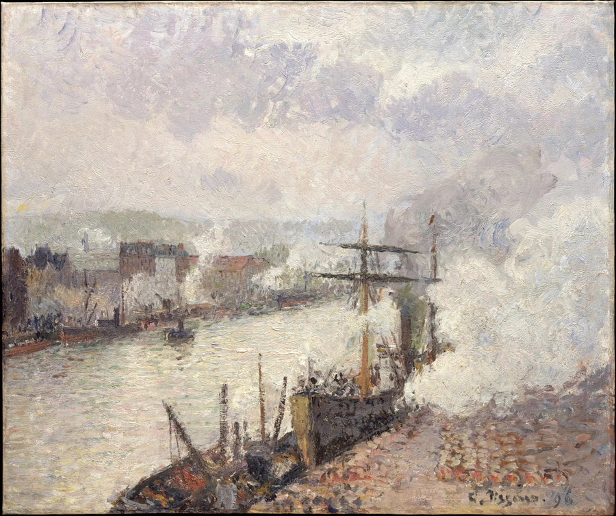 Höyrylaivat Rouenin satamassa - Camille Pissarro