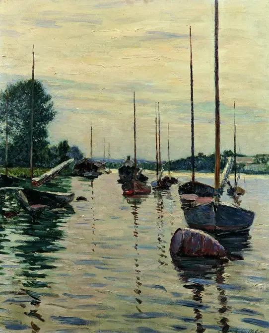 Laivat ankkuroituna Seine-joelle - Gustave Caillebotte
