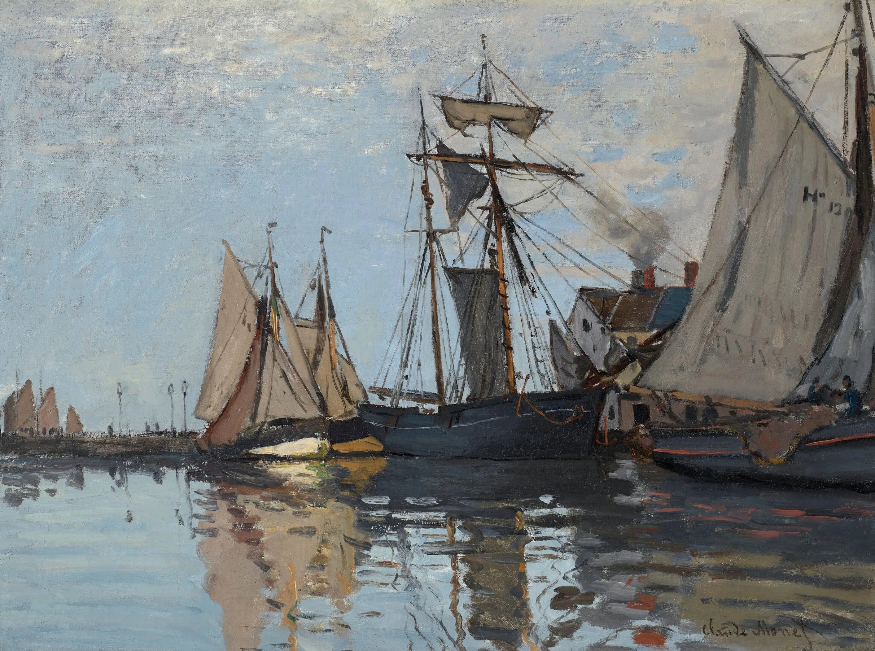 Reproduction du tableau « Bateaux dans le port de Honfleur - Claude Monet » par Alpha Reproduction en peinture à l’huile
