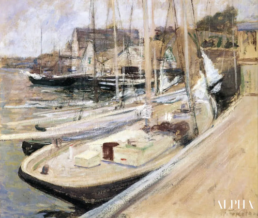 Bateaux de pêche à Gloucester - John Henry Twachtman - Reproductions de tableaux et peintures haut de gamme