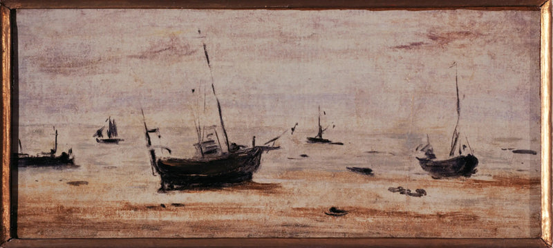 Alhaalla jääneet veneet - Eugène Boudin