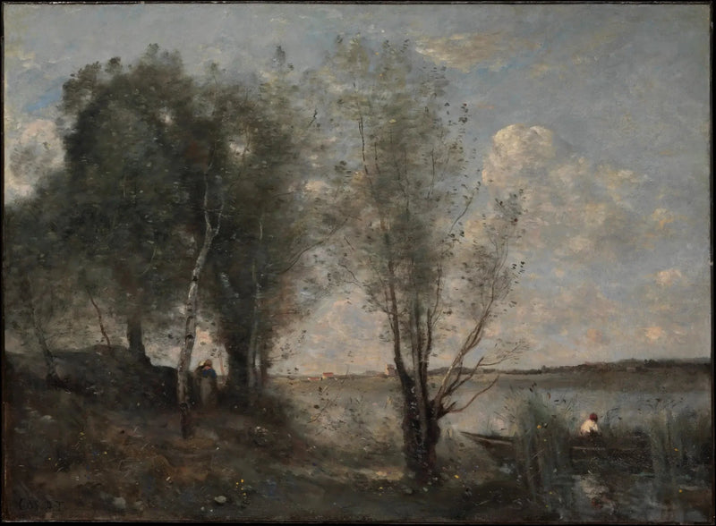 Vesiallas ruovikon keskellä - Jean-Baptiste Camille Corot