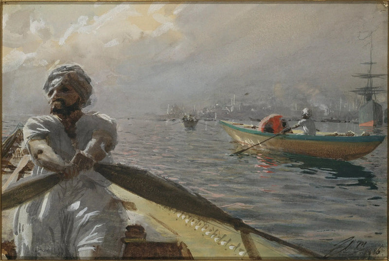Osmanlainen vene satamassa Konstantinopolissa - Anders Zorn
