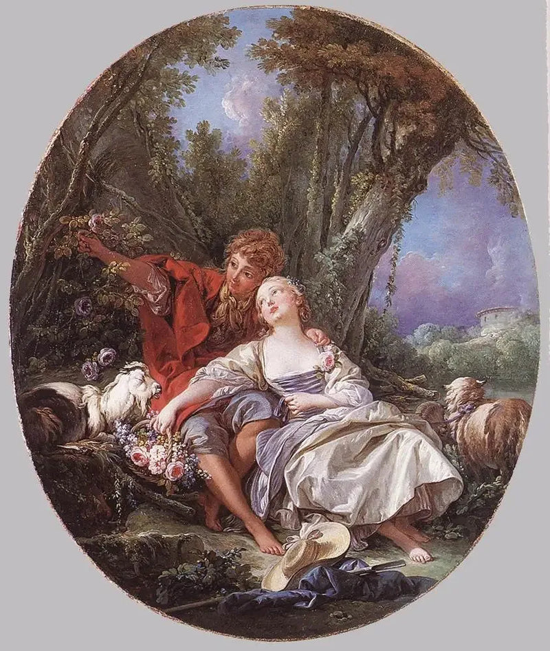 Bergeri ja paimenkoira levossa - François Boucher