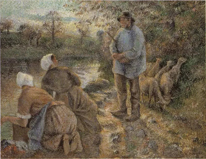 Bergerit ja pesukoneet Montfoucault'ssa - Camille Pissarro