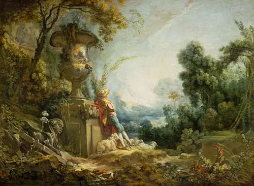 Bergeri suojelee lampaitaan - François Boucher
