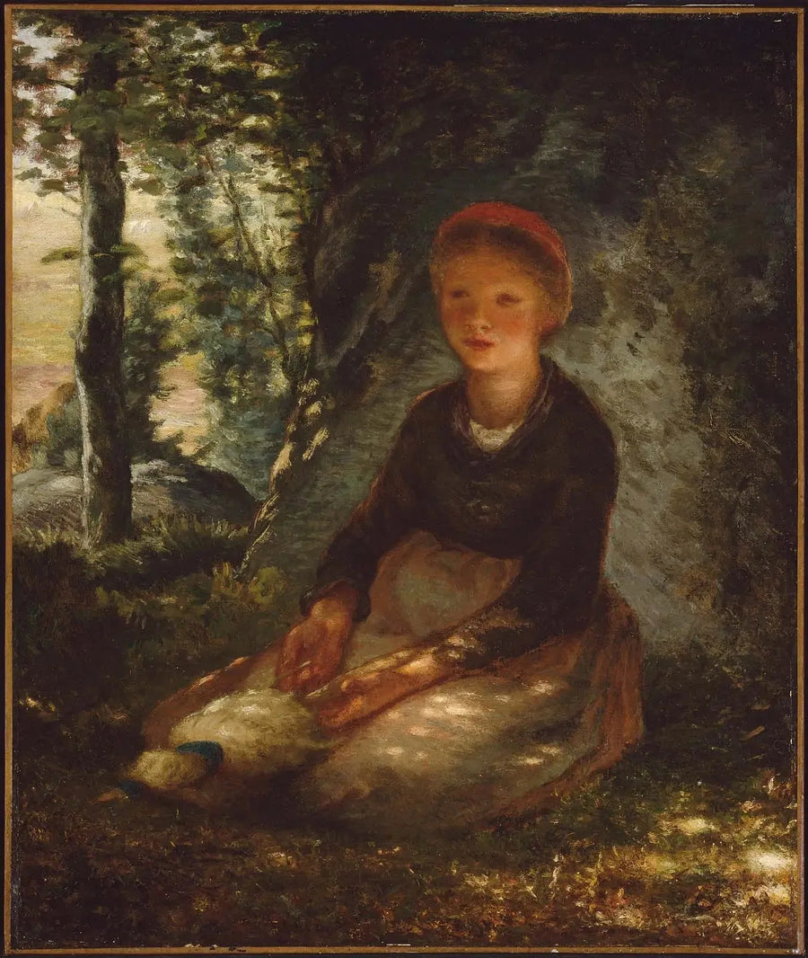 Istuva bergère varjossa - Jean-François Millet