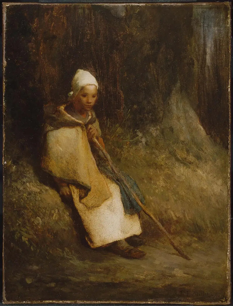 Istuva bergère metsän reunassa - Jean-François Millet