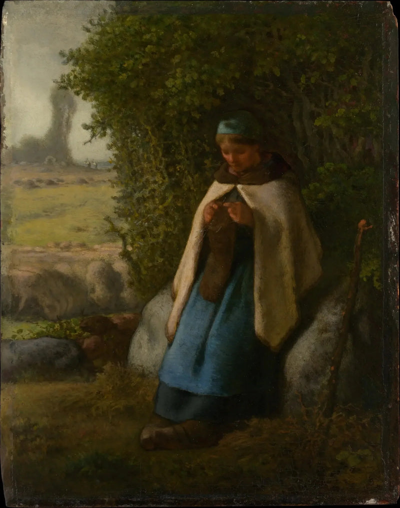 Istuva bergère kalliolla - Jean-François Millet