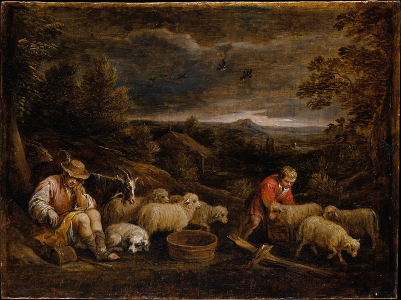 Bergers et moutons - David Teniers nuorempi