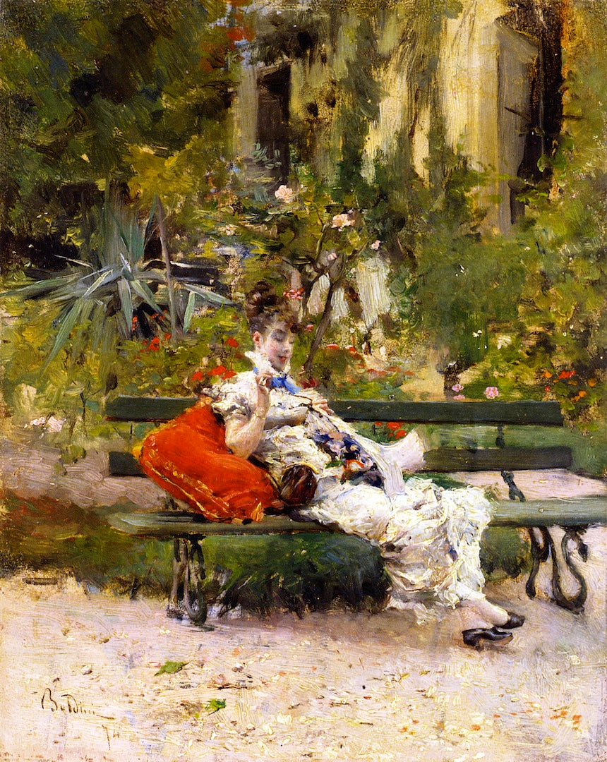 Berthe maalasi puutarhassa - Giovanni Boldini