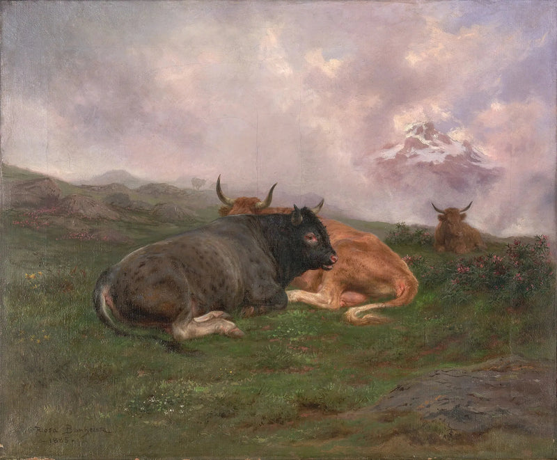 Eläinlaitos levossa mäellä Alpeilla - Rosa Bonheur