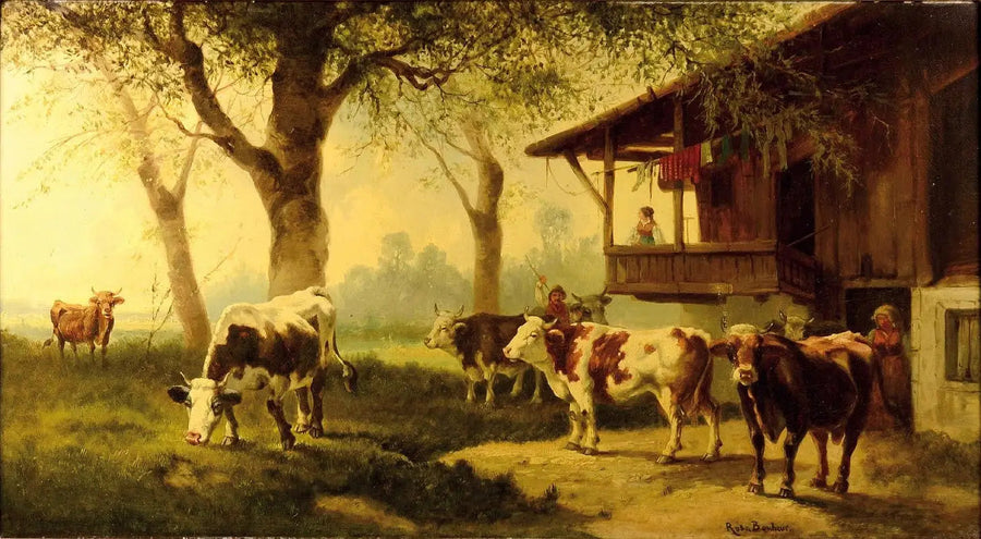 Karjaa laitumella - Rosa Bonheur