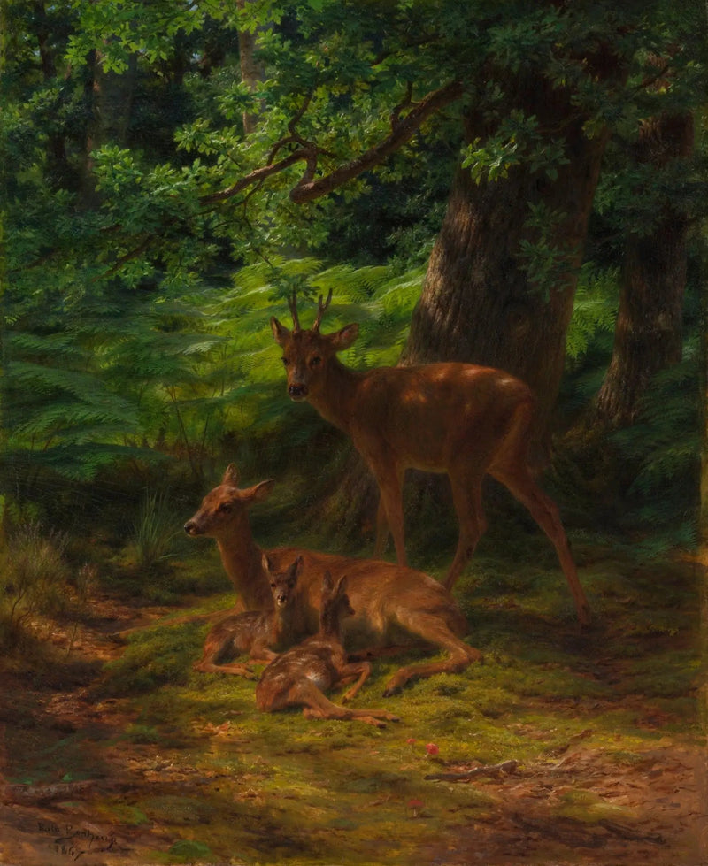 Pienet peurat ja peura levossa - Rosa Bonheur