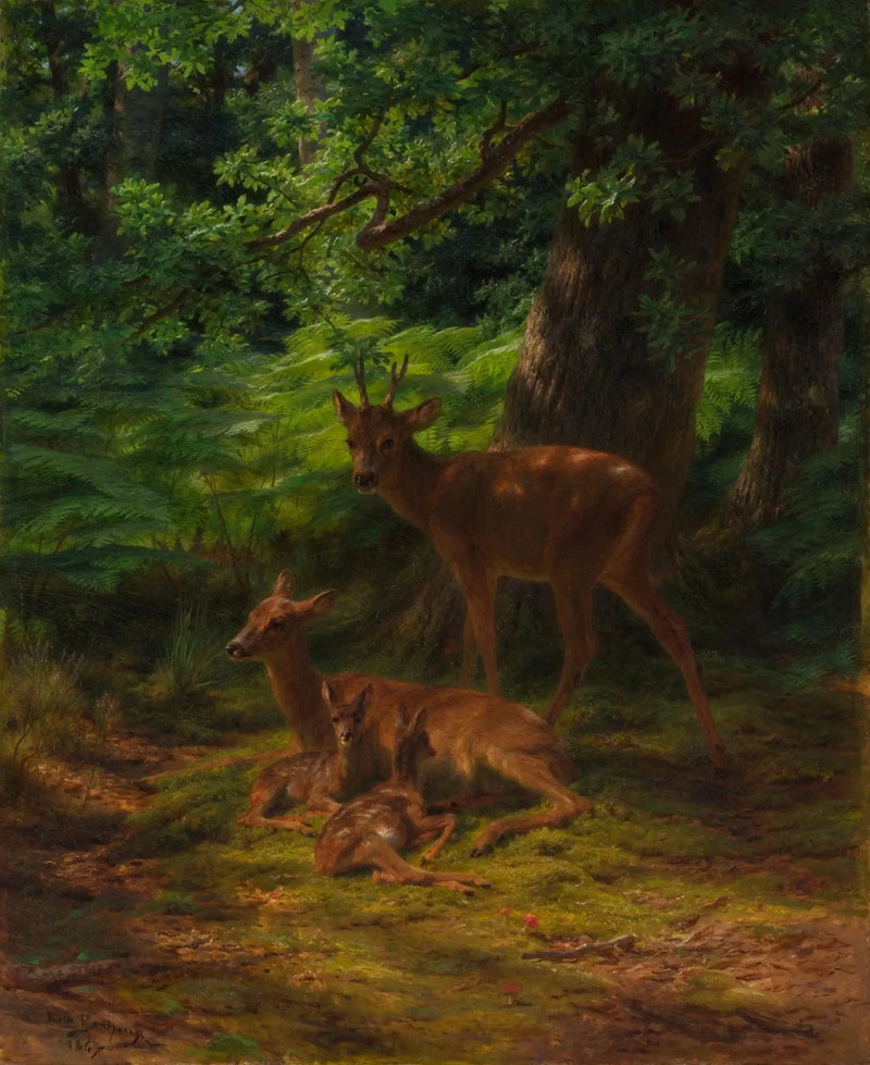 Pienet peurat ja peura levossa - Rosa Bonheur