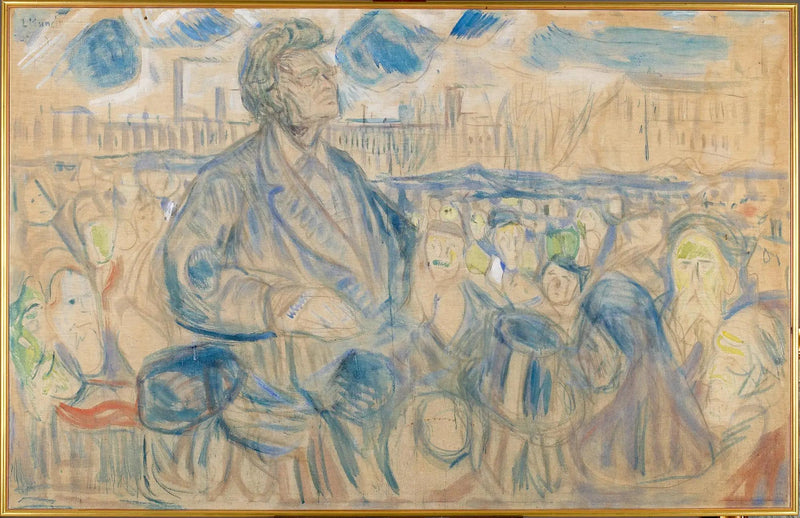 Bjørnstjerne Bjørnson puhuu kansalle - Edvard Munch