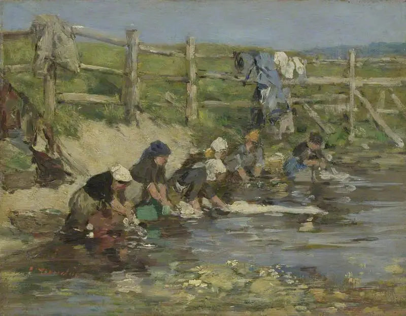 Pyykkärit puron reunalla - Eugène Boudin