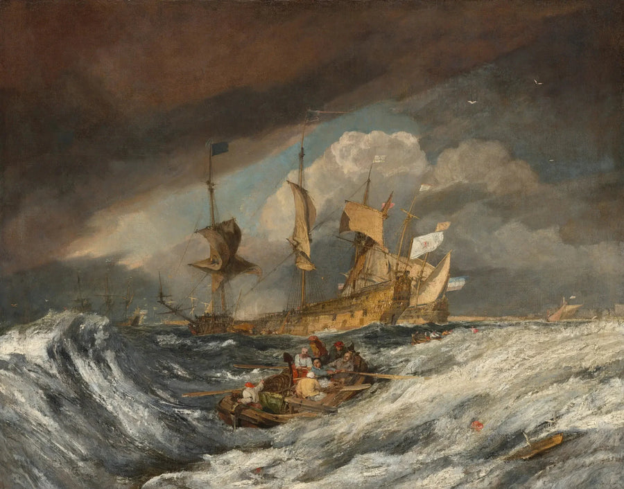 Veneet, jotka kuljettavat ankkureita hollantilaisille sotalaivoille - J. M. W. Turner