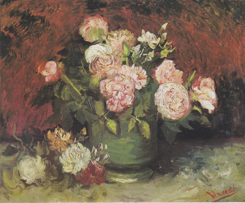 Malja pionien ja ruusujen kanssa - Vincent van Gogh
