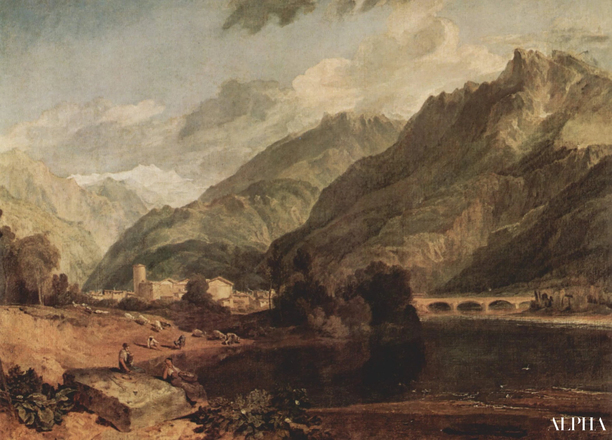 Bonneville (Savoie) avec le Mont Blanc - William Turner - Reproductions de tableaux et peintures haut de gamme