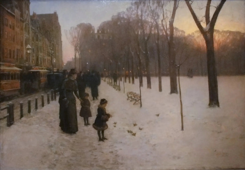 Boston Common auringonlaskussa - Childe Hassam