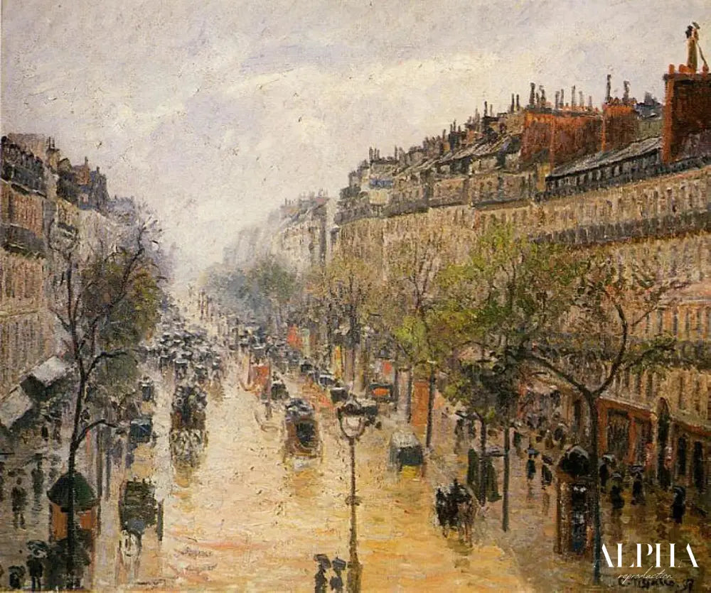 Boulevard Montmartre, pluie de printemps - Camille Pissarro - Reproductions de tableaux et peintures haut de gamme