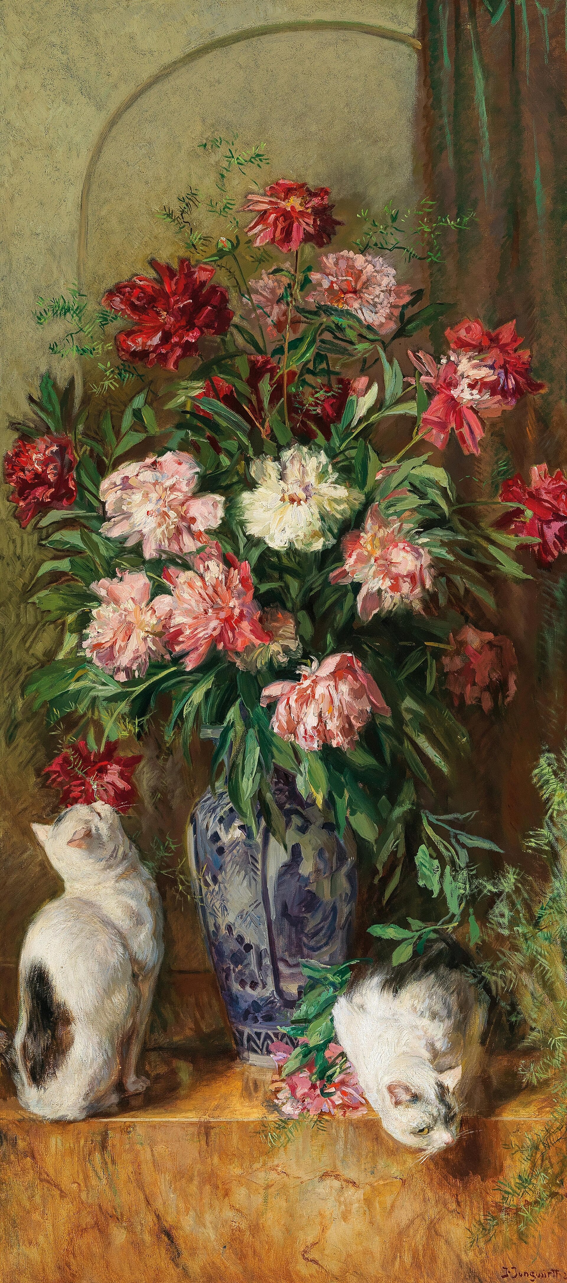 Bouquet aux pivoines par Josef Jungwirth, peinture de pivoines